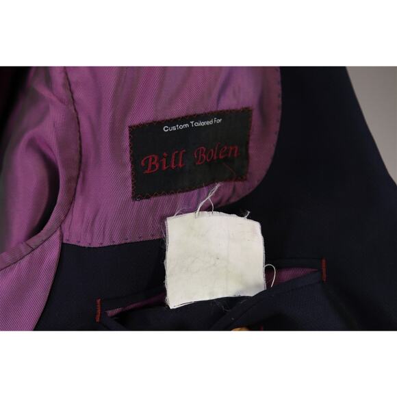 J Lancaster Custom Tailored Solid Navy Blue Woven Wool Blazer Jacket 44L - Picture 10 of 10